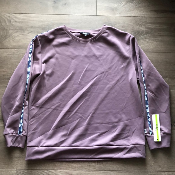 NWT Nicole Miller Sport Purple Scuba Striped Activewear Sweatshirt Extra Large - Picture 2 of 6